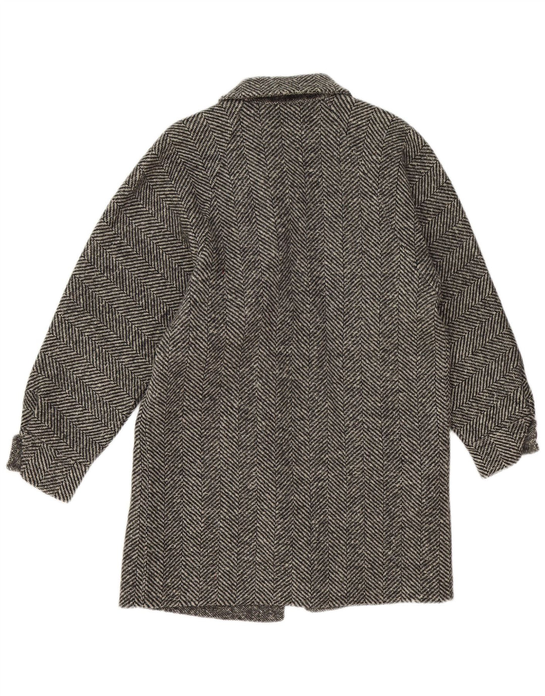 Sobretudo feminino vintage UK 14 espinha de peixe cinza médio