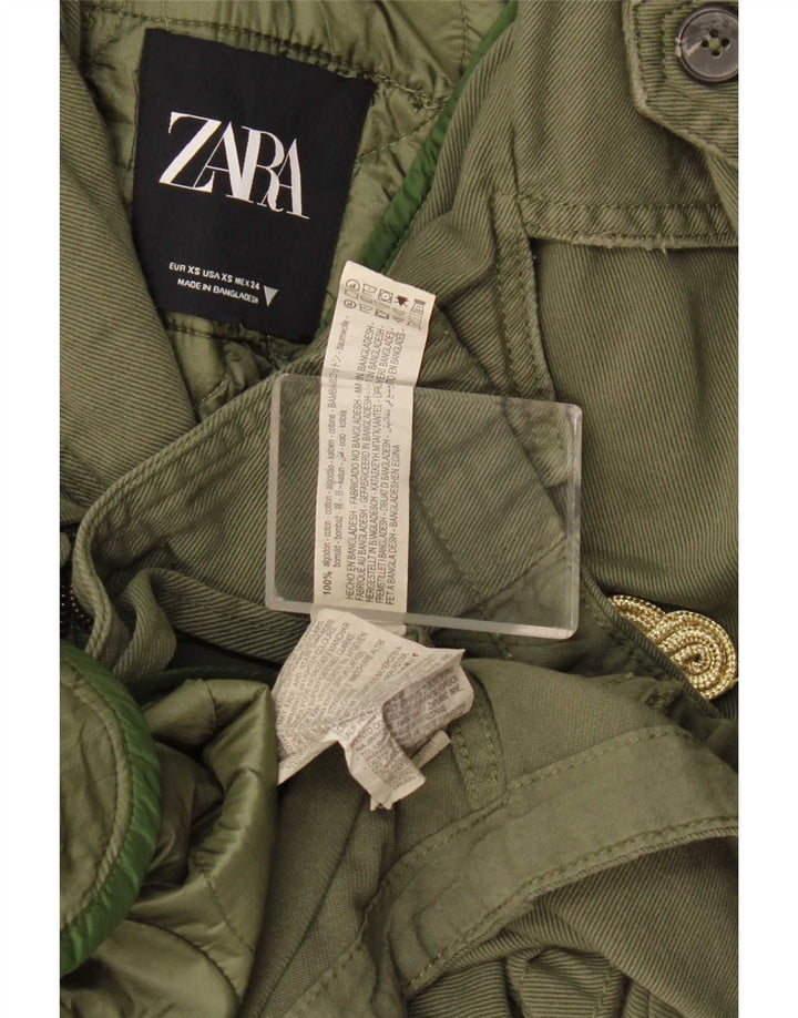 Jaqueta militar oversized feminina Zara Reino Unido 6 XS algodão cáqui