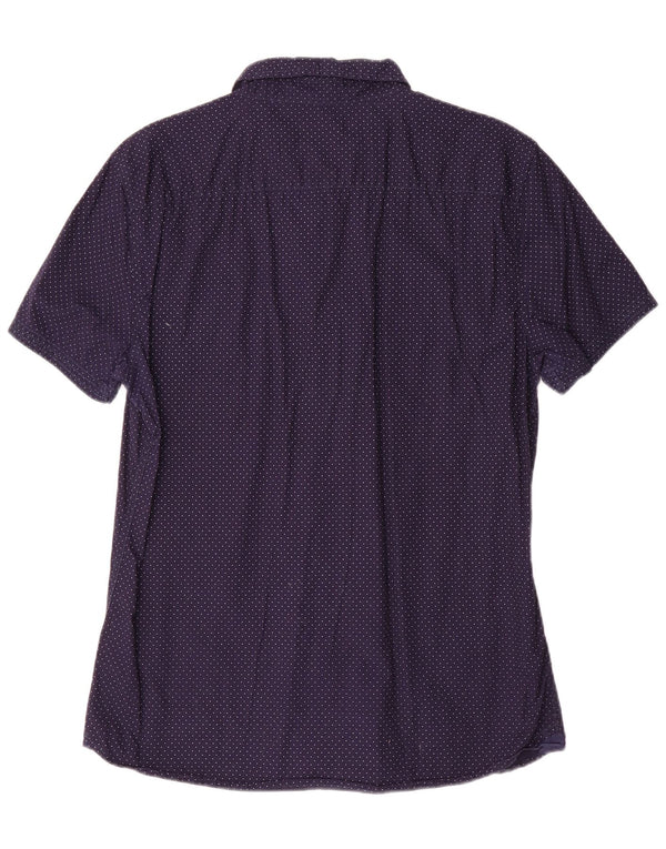 Camisa masculina Slim Fit French Connection grande algodão manchado azul marinho