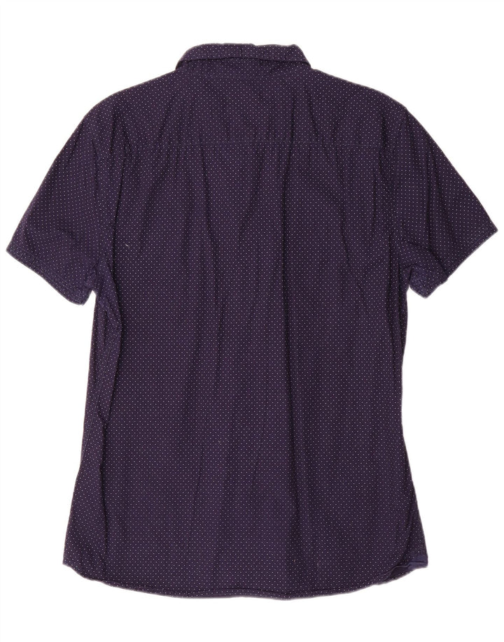 Camisa masculina Slim Fit French Connection grande algodão manchado azul marinho