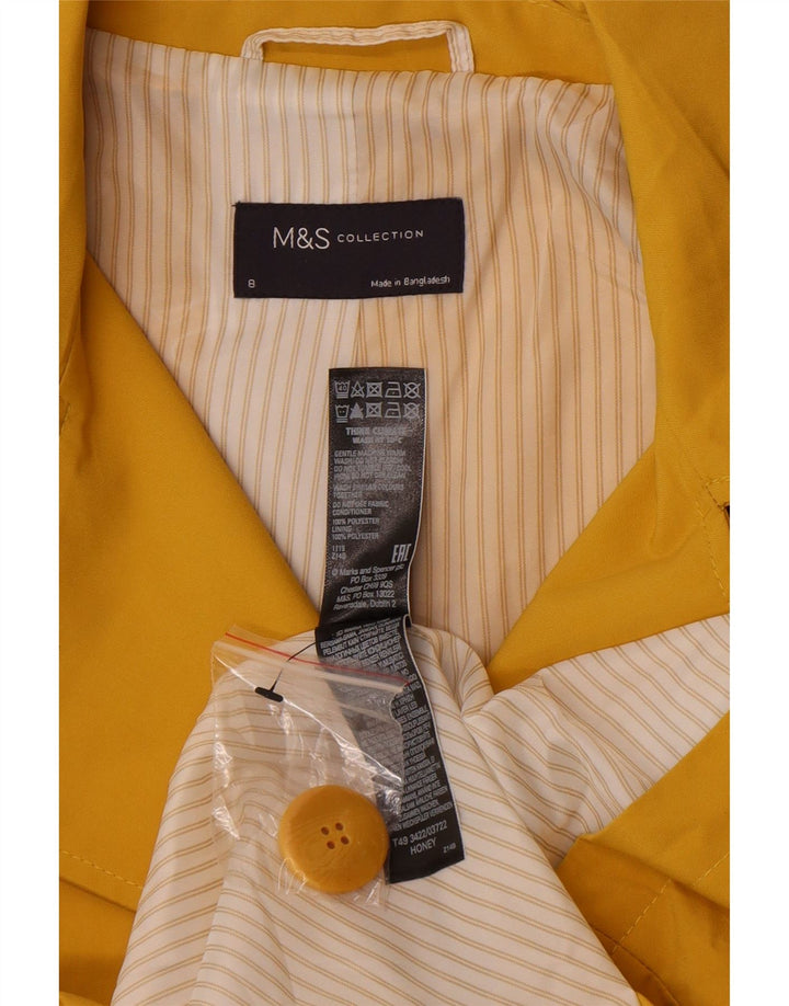 Trench Coat feminino Marks & Spencer Reino Unido 8 pequeno poliéster amarelo