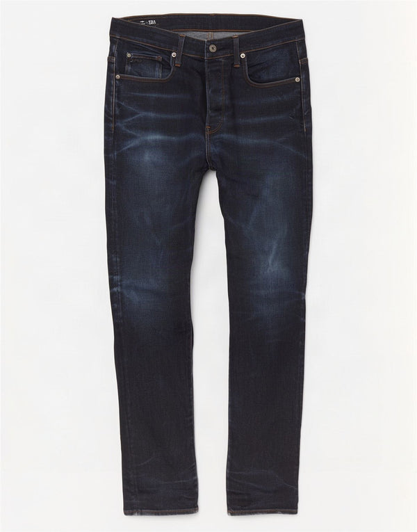 G-Star Masculino 3301 Slim Jeans W34 L32 Azul Marinho Algodão