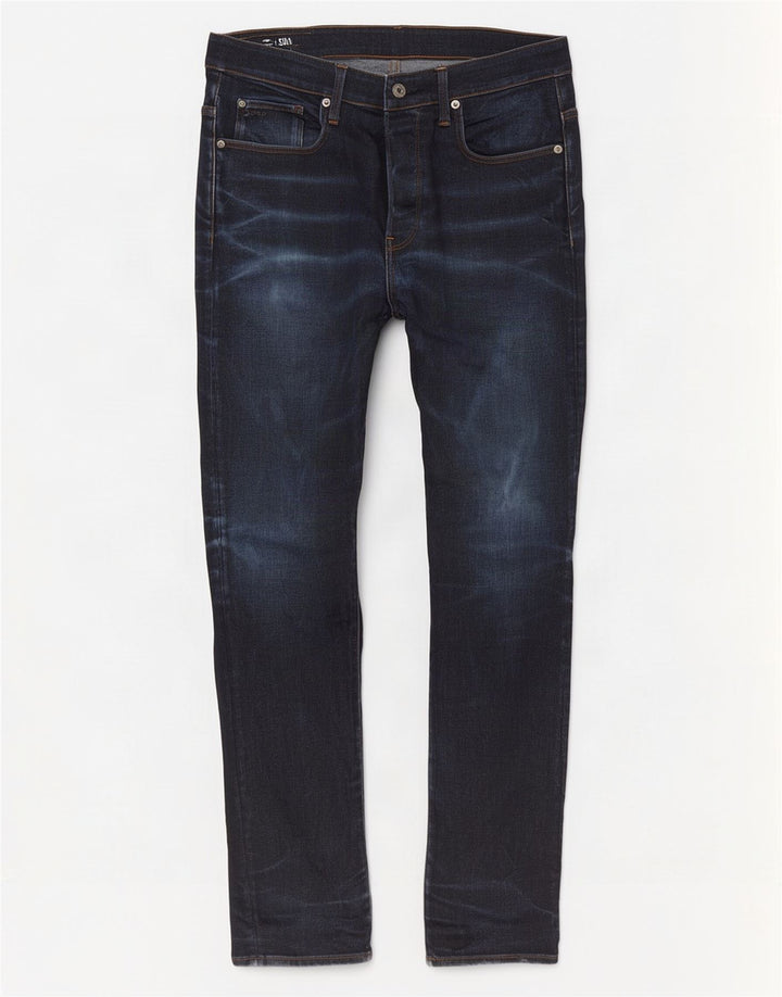 G-Star Masculino 3301 Slim Jeans W34 L32 Azul Marinho Algodão