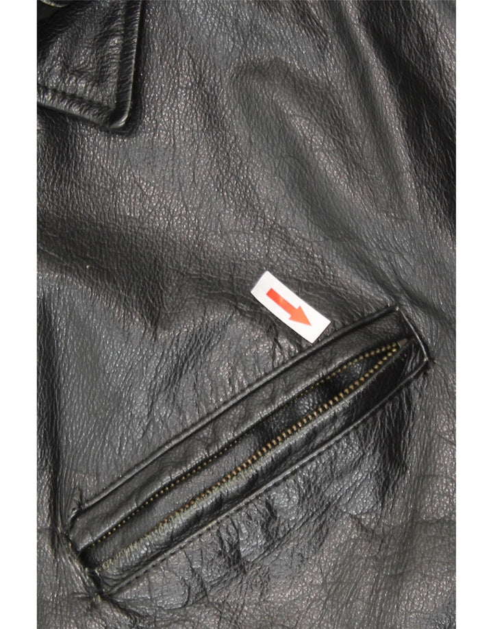 Jaqueta de couro bomber masculina vintage IT 54 2XL couro preto