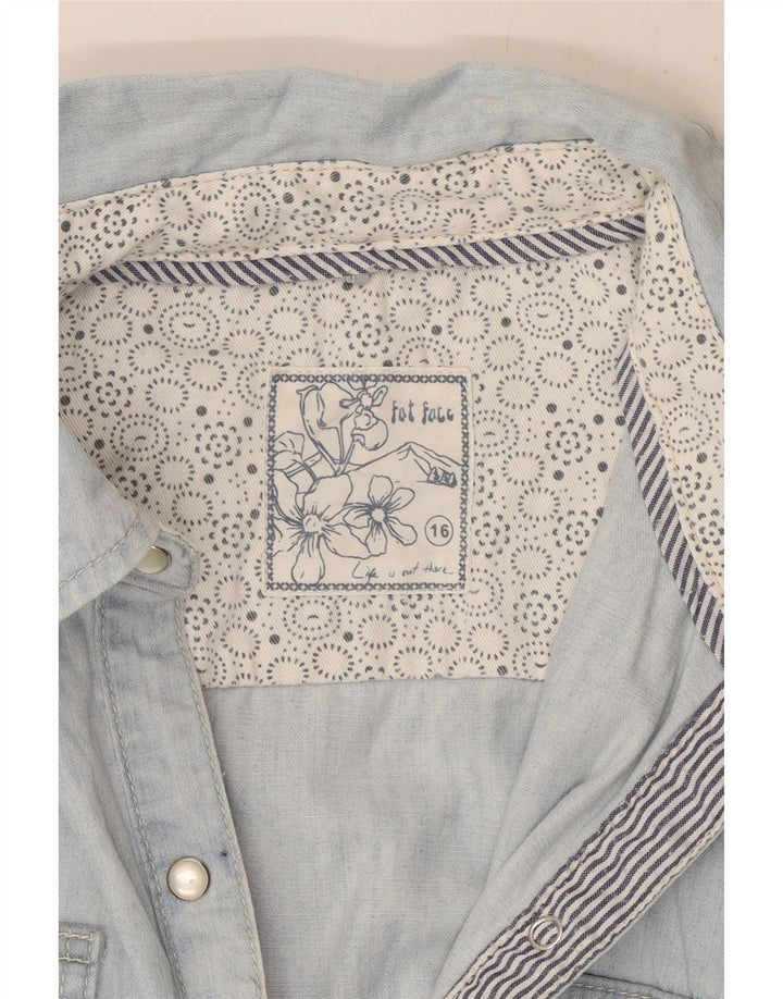 Camisa jeans feminina Fat Face UK 16 grande algodão azul