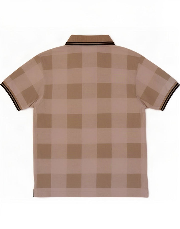 Camisa polo masculina Fred Perry pequena algodão geométrico bege