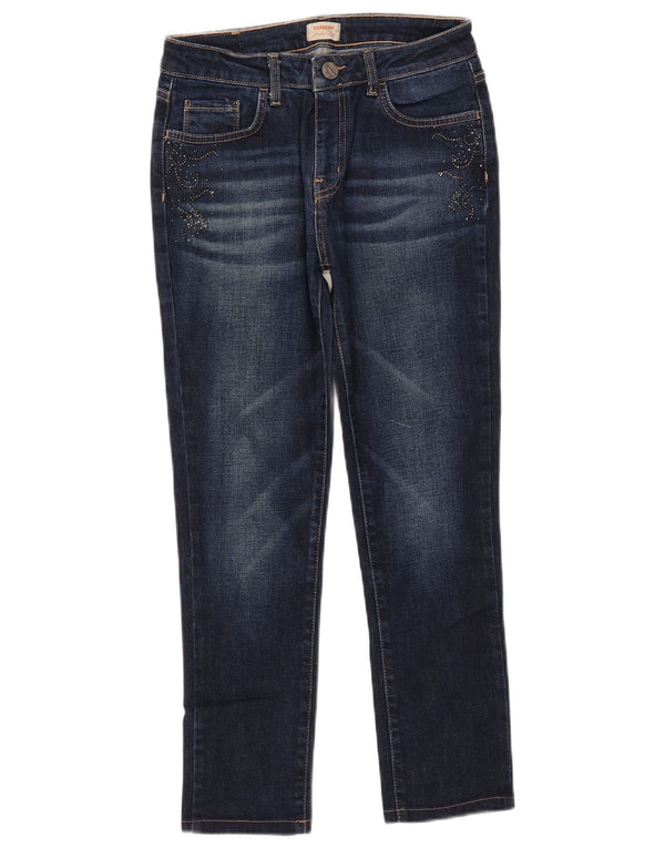 Jeans Carrera feminino slim cortado IT 44 médio W29 L25 algodão azul marinho
