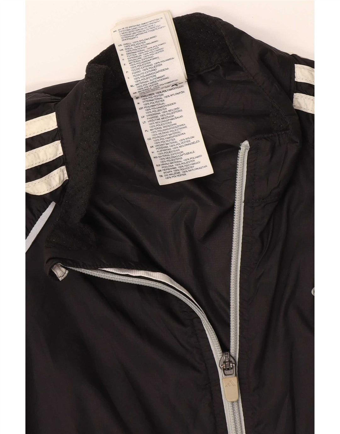 Adidas Womens Tracksuit Top Jacket UK 10 Pequeno Preto Nylon