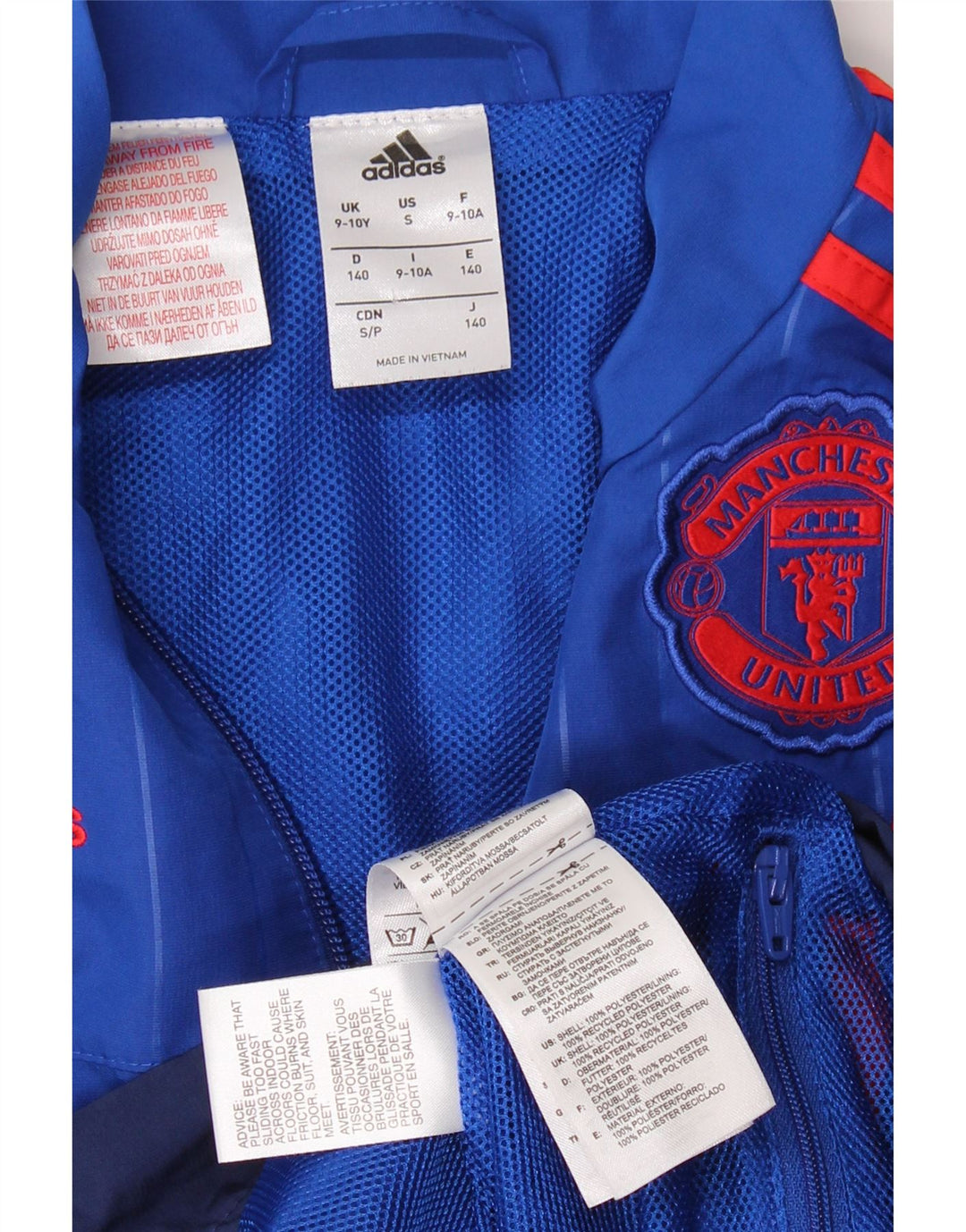ADIDAS Meninos Manchester United Tracksuit Top Jacket 9-10 Anos Azul