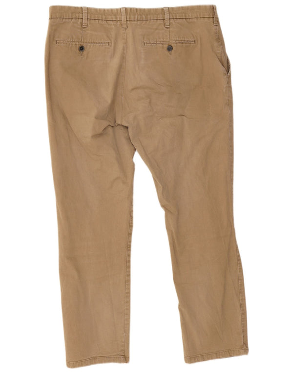 Calça chino reta masculina Marks & Spencer W38 L29 algodão bege
