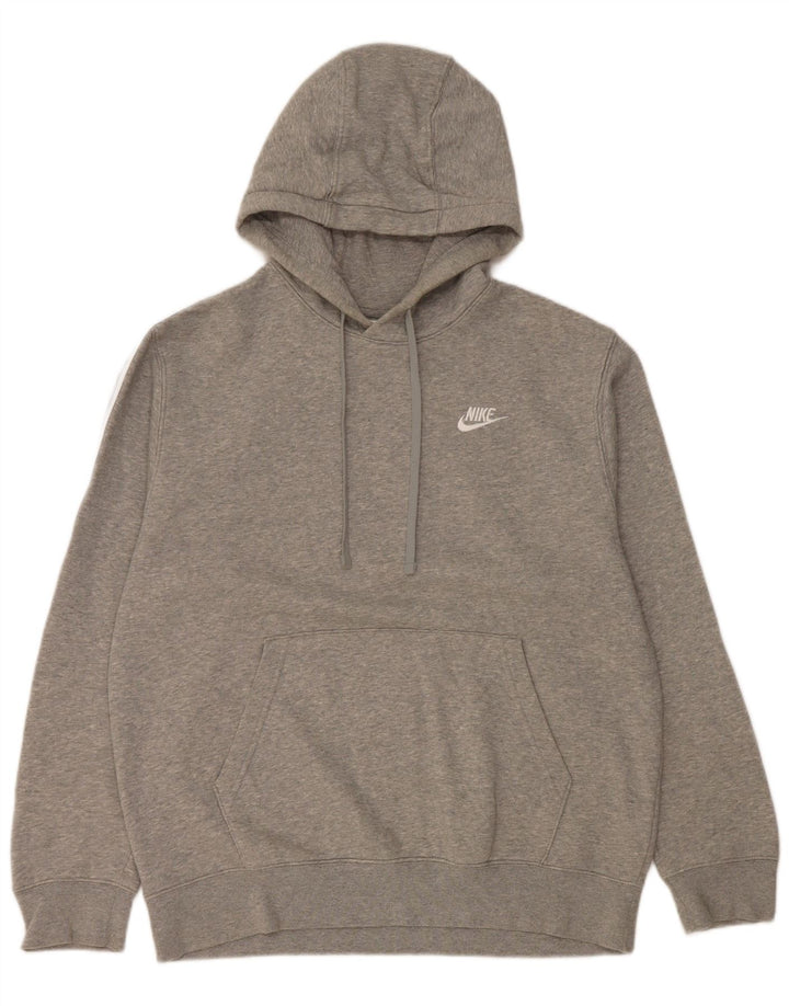 Suéter com capuz gráfico masculino Nike médio cinza algodão manchado