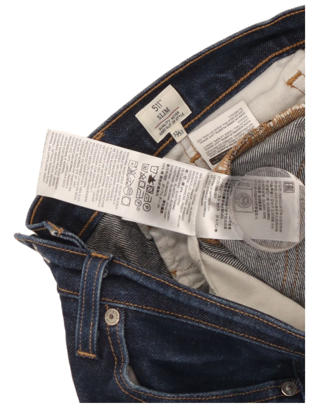 Levi's Masculino 511 Slim Jeans W32 L32 Azul Marinho Algodão