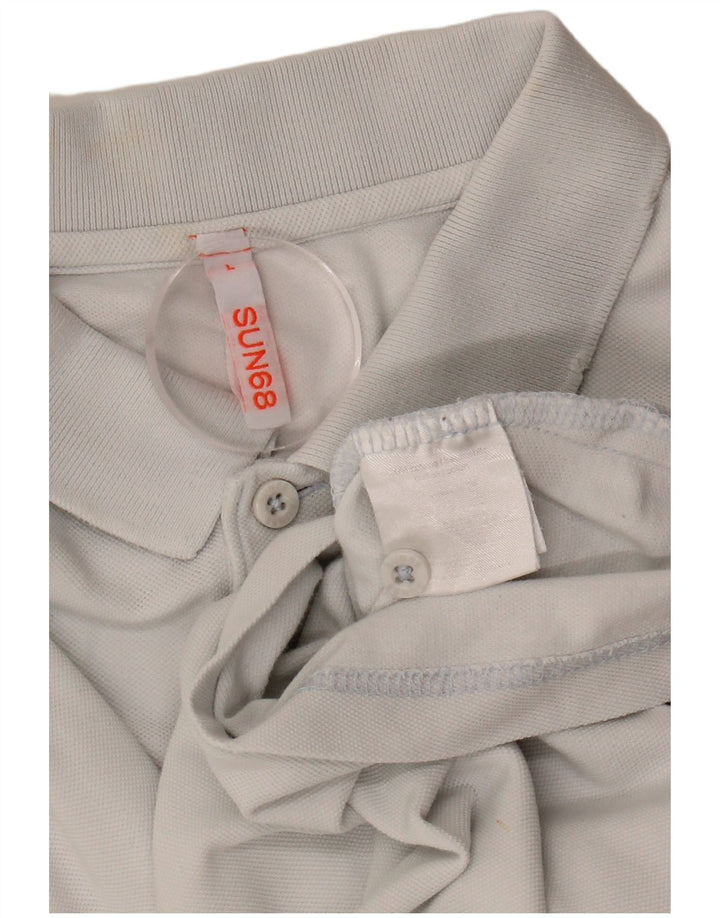 SUN68 Mens Polo Shirt Large White Cotton