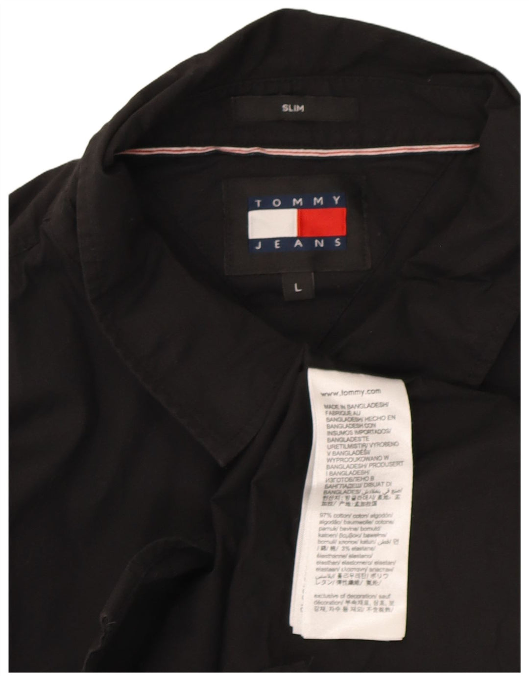 Camisa masculina Tommy Hilfiger Slim Fit grande algodão preto