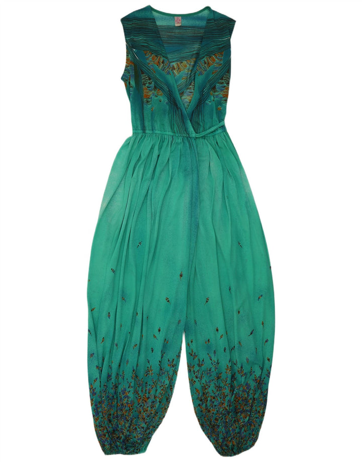 Macacão feminino vintage IT 44 poliamida floral verde médio