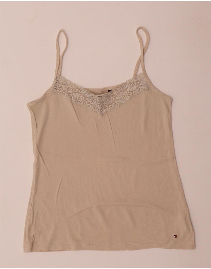 Tommy Hilfiger Cami Top Feminino UK 12 Algodão Bege Médio