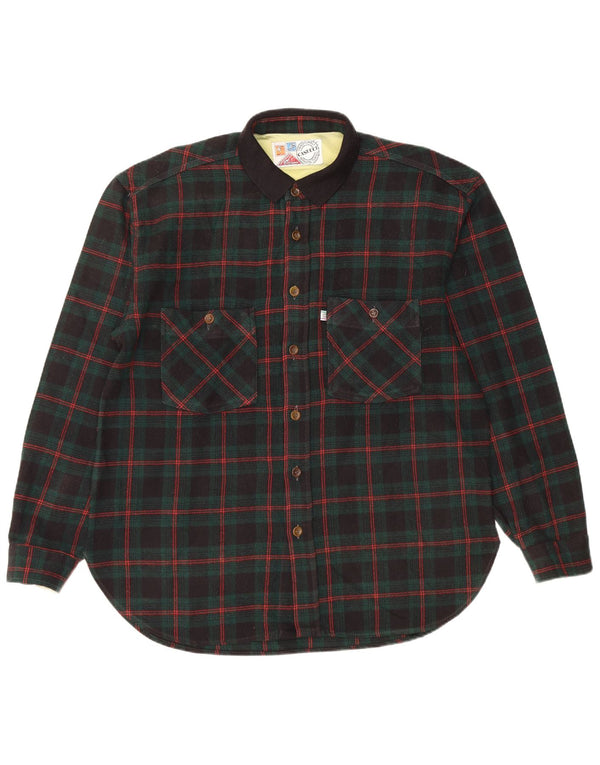 Casucci Mens Flannel Shirt Large Green Check Polyacrylic