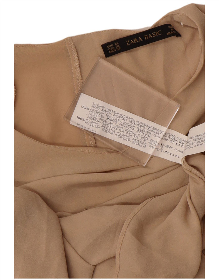 Blusa camisa feminina Zara Reino Unido 18 XL bege poliéster