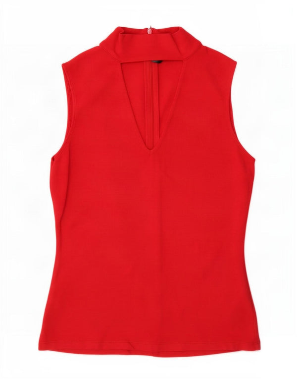 Blusa feminina Karen Millen UK 10 pequena viscose vermelha