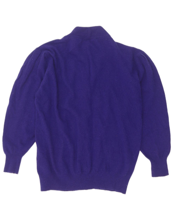 Suéter cardigã feminino vintage IT 46/48 grande lã roxa
