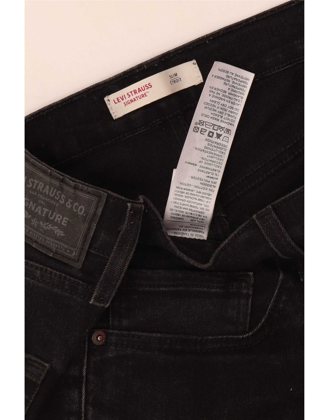 Levi's Mens Signature Slim Jeans W33 L30 Algodão Preto