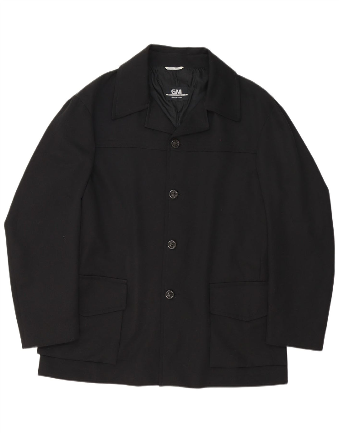 GEORGE MILLER Jaqueta blazer masculina de 4 botões Reino Unido 42 XL poliéster preto