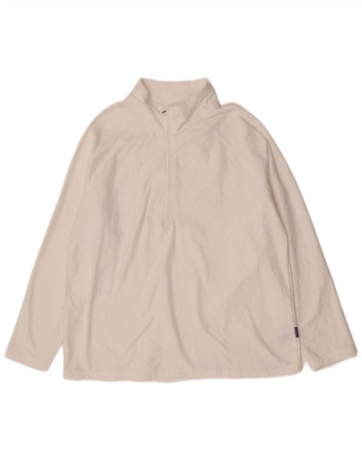 Eddie Bauer pulôver feminino com zíper e gola alta Reino Unido 18 XL branco geométrico