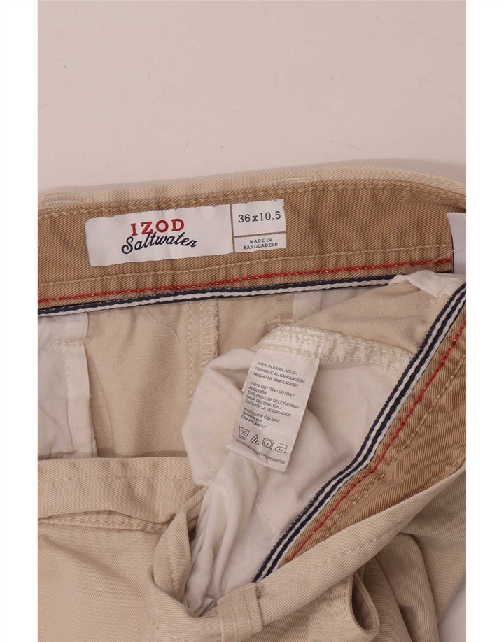 Izod Mens Chino Shorts W36 Grande Algodão Bege