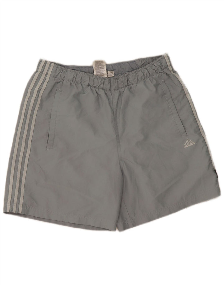 Shorts esportivos masculinos Adidas poliéster cinza médio