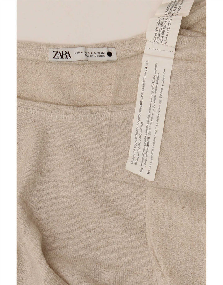 Blusa feminina Zara Top UK 16 grande poliéster bege