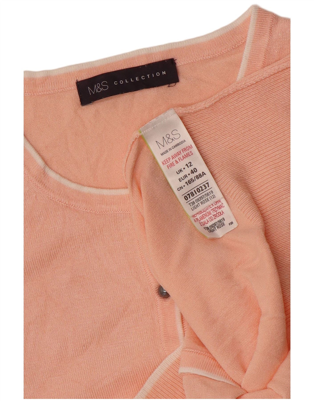 Suéter cardigã feminino Marks & Spencer Reino Unido 12 viscose rosa médio