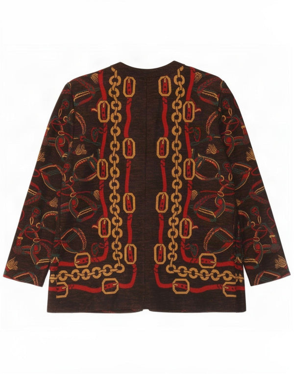 Jaqueta blazer feminina Pierre Cardin com padrão abstrato de 5 botões IT 48 XL marrom