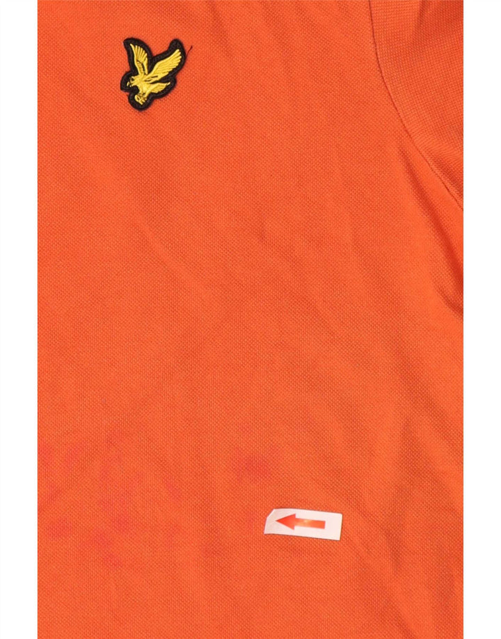 Camisa polo masculina Lyle & Scott pequena laranja algodão