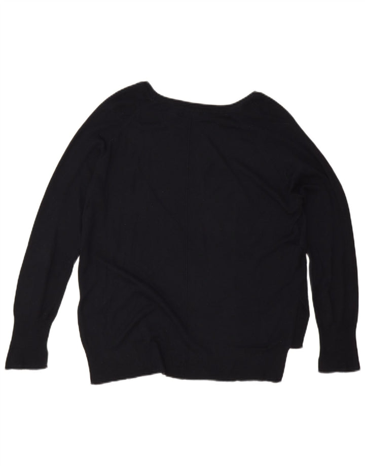 Suéter feminino Zara com gola canoa Reino Unido 16 grande azul marinho