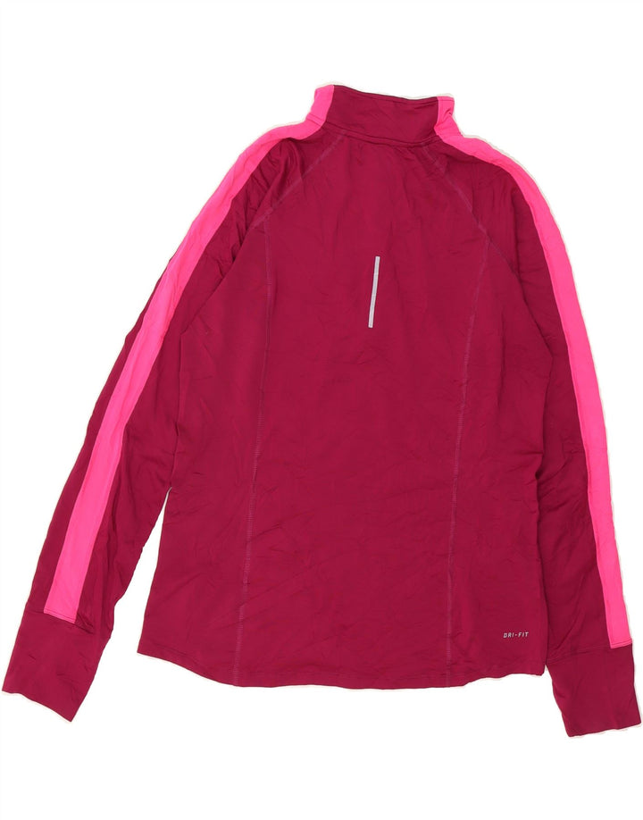 NIKE Womens Dri Fit Pullover Tracksuit Top UK 16 Large Burgundy Vintage Nike and Second-Hand Nike from Messina Hembry 