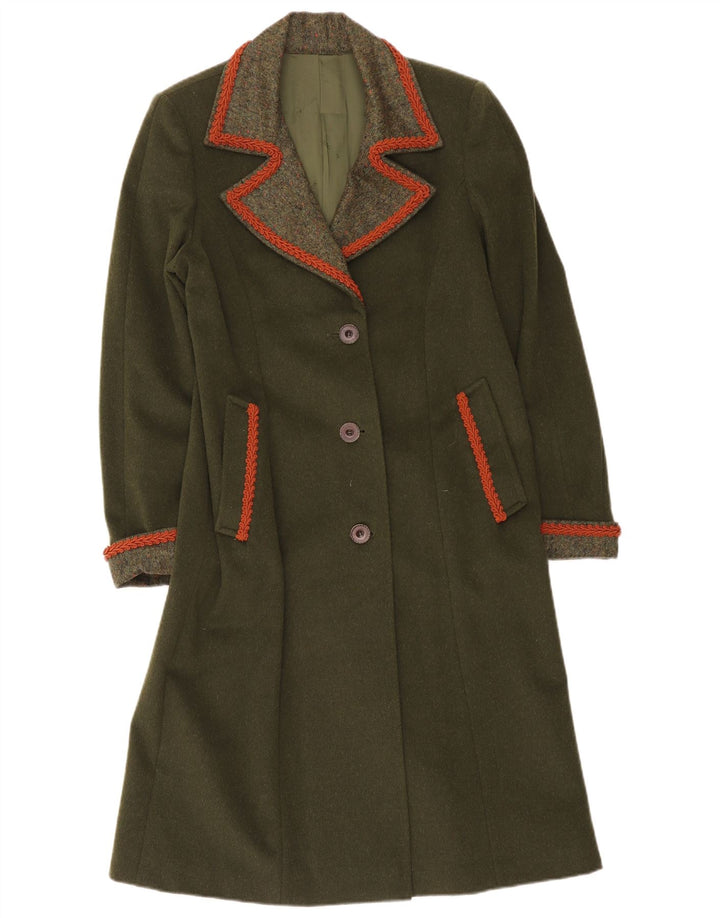 Sobretudo feminino vintage UK 14 médio verde clássico