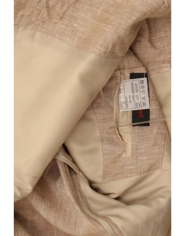 Jaqueta blazer masculina Pierre Cardin com 3 botões IT 48 linho bege médio