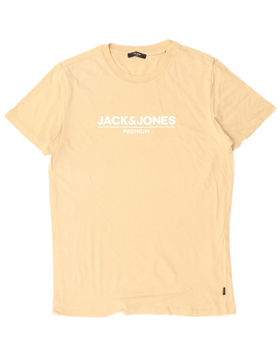 Camiseta masculina JACK & JONES com estampa gráfica de algodão bege médio