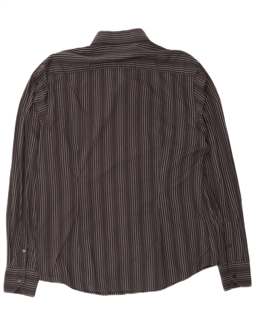 Camisa masculina Valentino tamanho 43 17 XL algodão listrado cinza