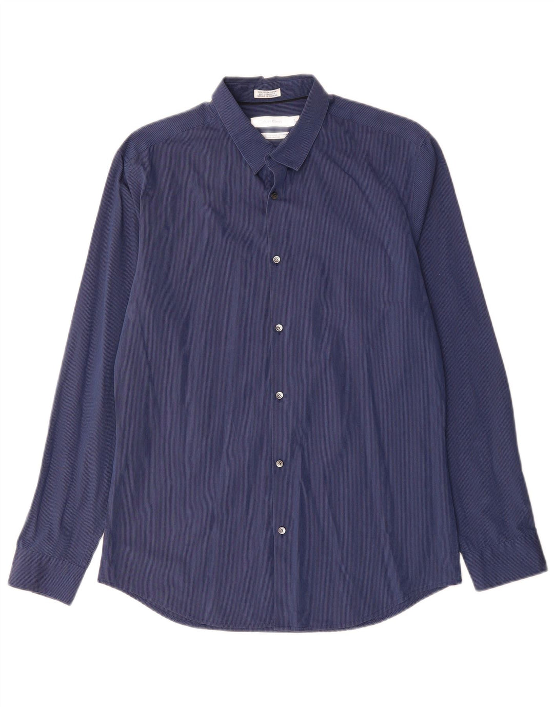 Camisa masculina CALVIN KLEIN tamanho 15 15 1/2 algodão listrado azul marinho médio