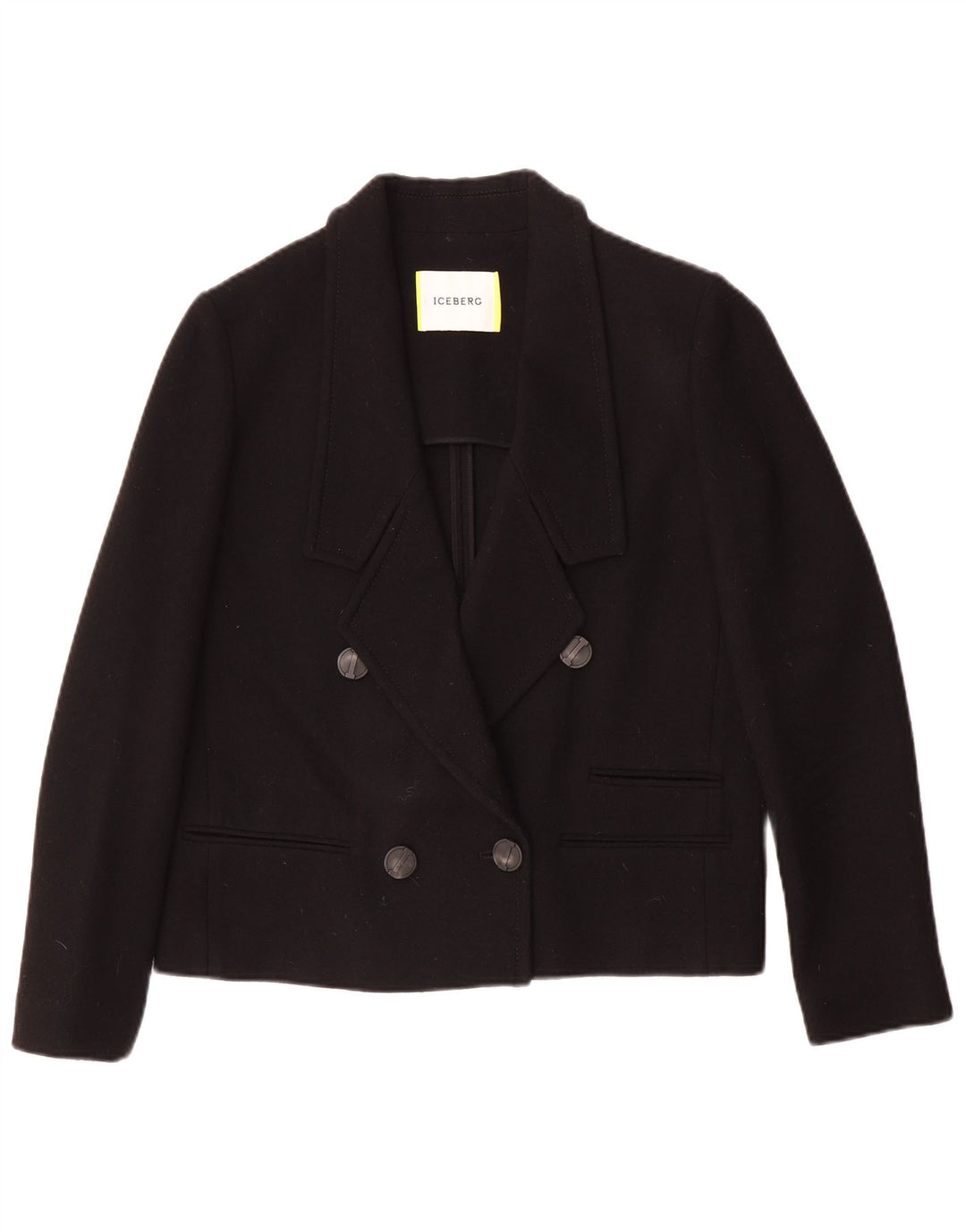 Jaqueta blazer feminina Iceberg com corte solto e peito duplo IT 40 pequena preta