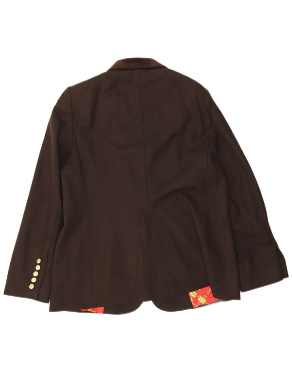 Jaqueta blazer feminina Les Copains com 3 botões IT 52 2XL lã virgem marrom