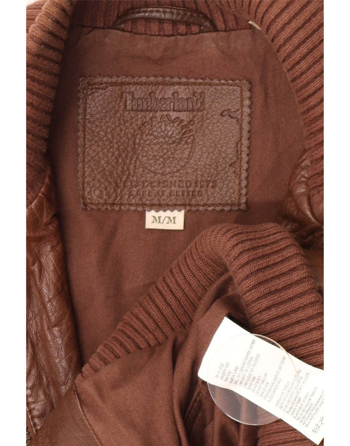 Jaqueta masculina de couro Timberland Bomber UK 38 marrom médio