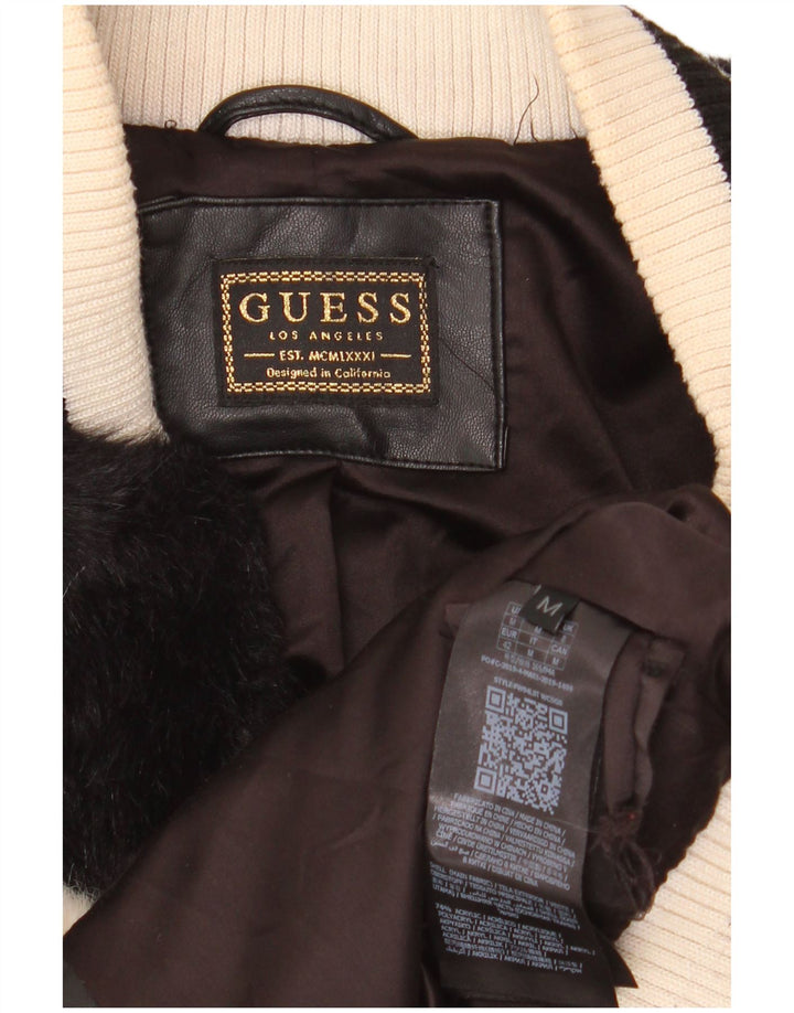 Jaqueta bomber feminina de pele sintética GUESS UK 14 Acrílico Colourblock bege médio