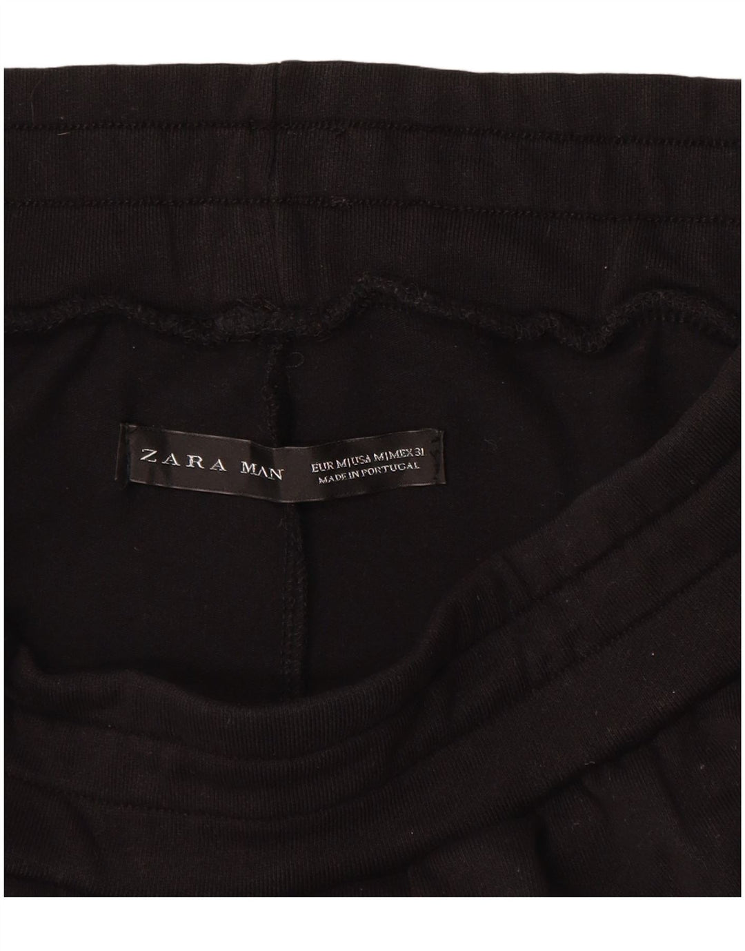 Zara Mens Graphic Sport Shorts Médio Algodão Preto