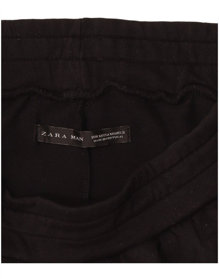 Zara Mens Graphic Sport Shorts Médio Algodão Preto