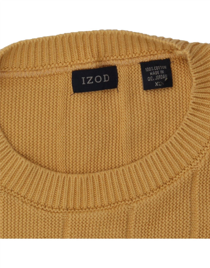 IZOD Mens Oversized Crew Neck Jumper Sweater XL Yellow Cotton Vintage Izod and Second-Hand Izod from Messina Hembry 