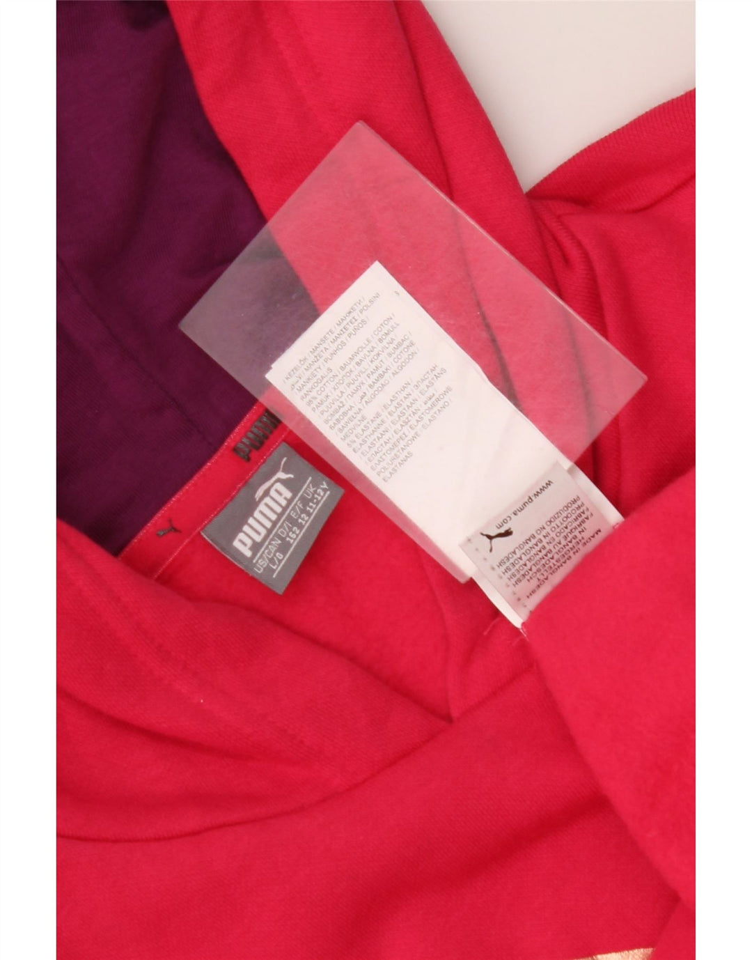 Jumper com capuz gráfico feminino PUMA 11-12 anos rosa algodão colorblock