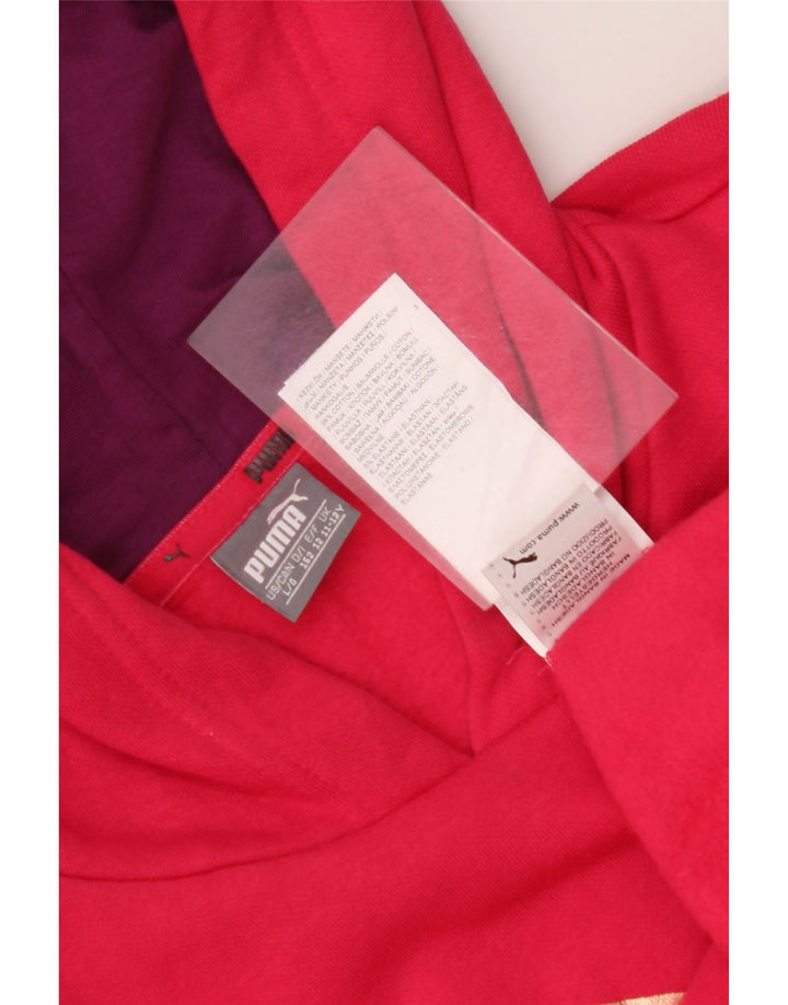 Jumper com capuz gráfico feminino PUMA 11-12 anos rosa algodão colorblock