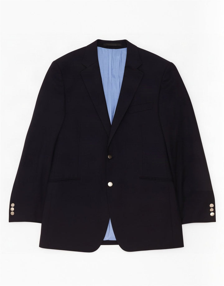 Jaqueta blazer masculina de 2 botões Marks & Spencer Reino Unido 42 grande azul marinho nova lã